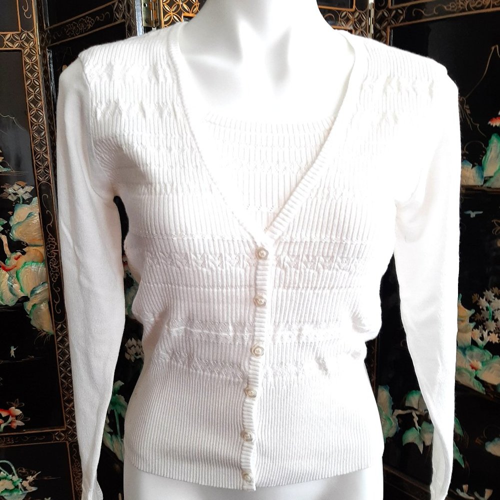 B. White Twin Sweater Set